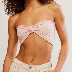 NWT- FREE PEOPLE intimately FLORAL FRILLS KNOTTED BANDEAU top Petal Pink